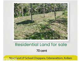 70 cent residential land for sale at cheppara, kollam