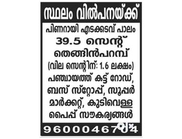 Residential Land for Sale in Pinarayi, Thalassery, Kannur