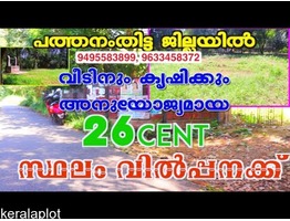 26 cent Residential land For sale in pathanamthitta